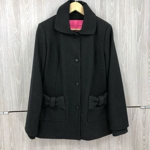 Betsy Johnson Wool Pea Coat Black Size: 10